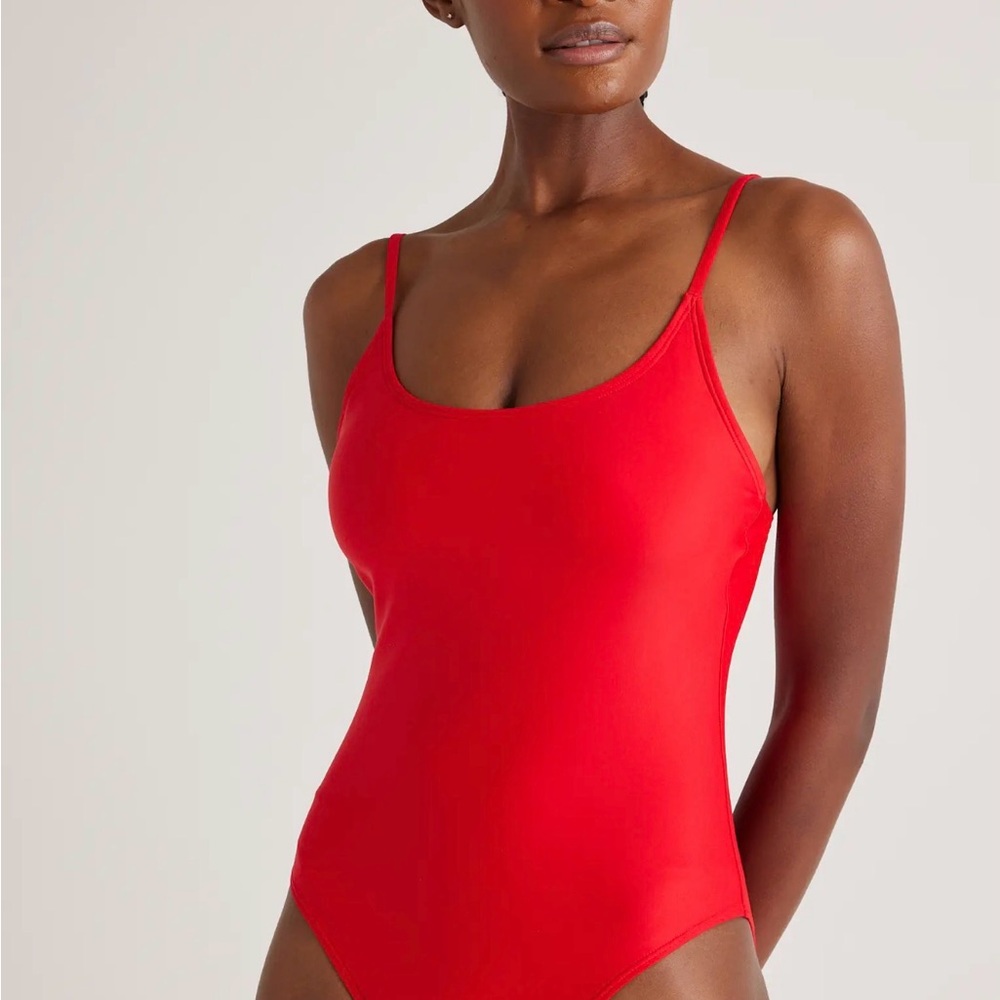 Quince Italian Cami One Piece Swimsuit in Red Size Small G707